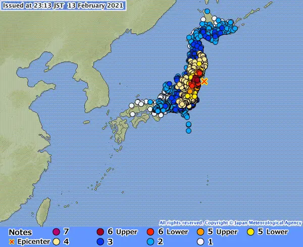 Giappone: terremoto di magnitudo 7.1 a Fukushima